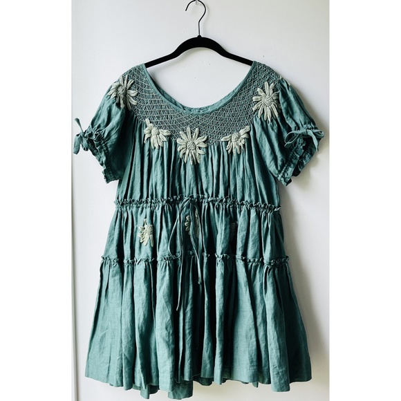 Innika Choo Dresses & Skirts - Innika Choo Green Linen Mini Dress OS One Size